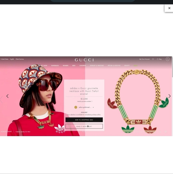 COPY - Authentic Addidas x Gucci Gourmette Necklace with Gucci Trefoil Enamel - Picture 9 of 9